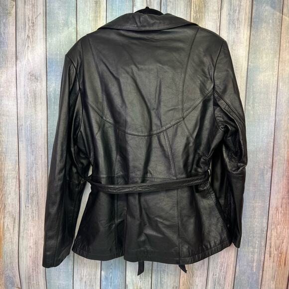 Wilsons Leather Maxima Black Large Thinsulate Belted Button Up Coat - Picture 3 of 10